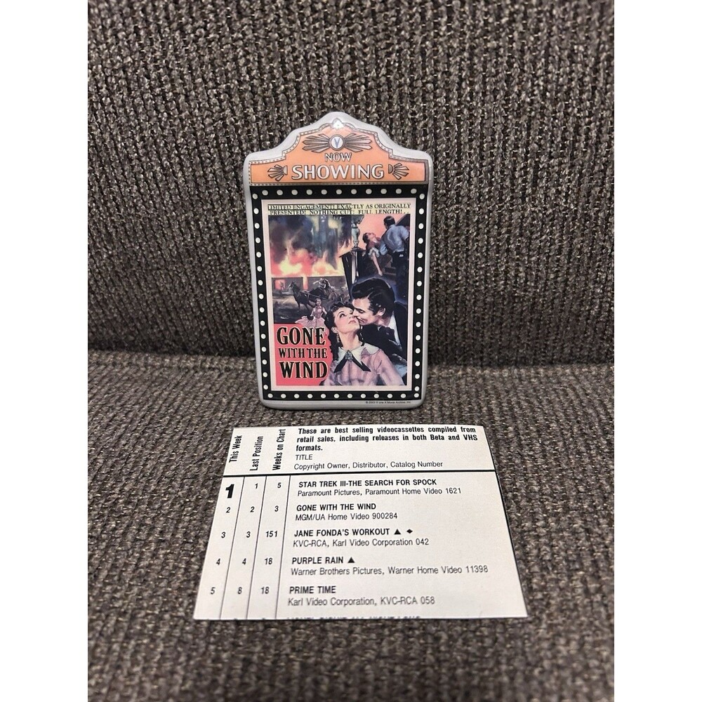 VTG Gone With the Wind Magnet 2003 Now Showing Marque + Video Chart Card